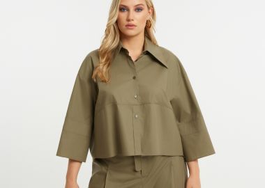 Cropped πουκάμισο ποπλίνα σε boxy γραμμή - MAT FASHION - 