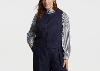 Cropped ριγέ γιλέκο - MAT FASHION - 