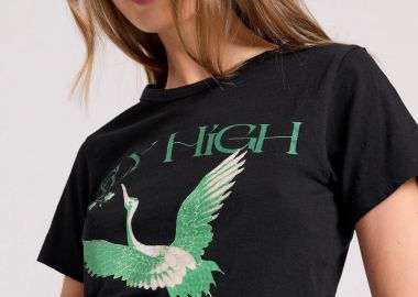 Cropped t-shirt με φωτογραφικό τύπωμα - FUNKY BUDDHA - 