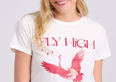 Cropped t-shirt με φωτογραφικό τύπωμα - FUNKY BUDDHA - 