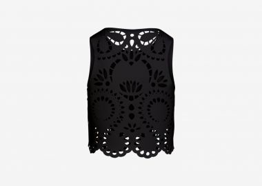 Cropped Tank Top with Laser-Cut Print on the Back in Black - Cutcuutur - 