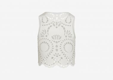 Cropped Tank Top with Laser-Cut Print on the Back in White - Cutcuutur - 