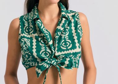 Cropped τοπ με all over τύπωμα σε ethnic look - FUNKY BUDDHA - 