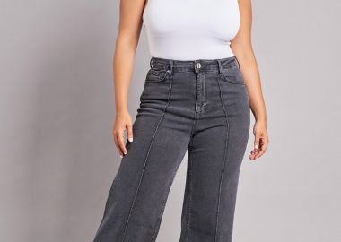 Cropped Tζιν παντελόνι wide leg με νερβίρ -  - 