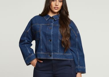 Cropped τζιν τζάκετ με utility τσέπες - MAT FASHION - 