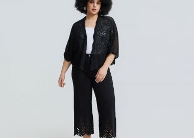 Cropped ζακέτα με ανοιχτή πλέξη - MAT FASHION - 