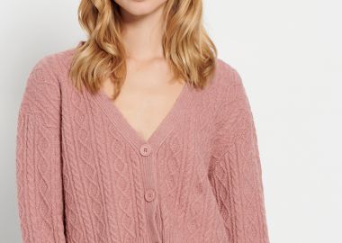 Cropped ζακέτα με σχέδιο στην πλέξη - FUNKY BUDDHA - 