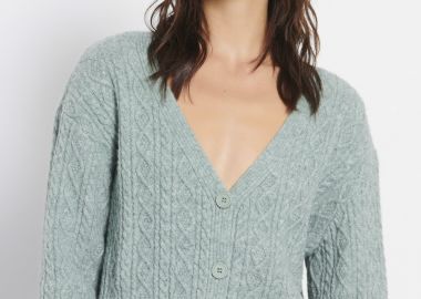 Cropped ζακέτα με σχέδιο στην πλέξη - FUNKY BUDDHA - 