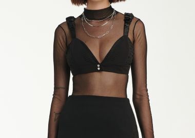 Crystal embellished Brallete Top In Black - Cutcuutur - 