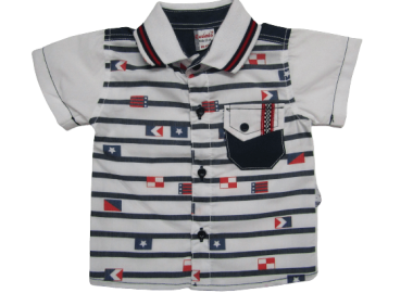 CUSIMIO ΒΡΕΦΙΚΟ ΚΟΝΤΟΜΑΝΙΚΟ ΠΟΥΚΑΜΙΣΟ 22462A - μπλε ΛΕΥΚΟ - OEM - 