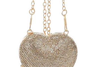 cute τσαντάκι clutch strass Heart gold - PerfectDress.gr - 