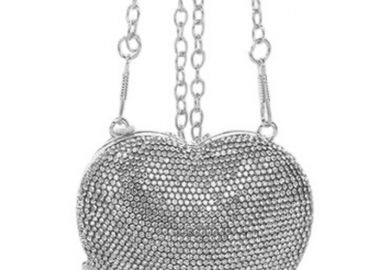 cute τσαντάκι clutch strass Heart silver - PerfectDress.gr - 