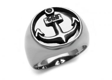 Δαχτυλίδι ανδρικό από ατσάλι με άγκυρα AT160 - Asimenio - 