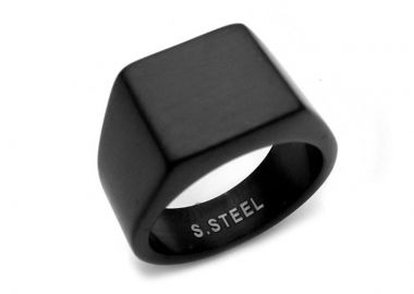 Δαχτυλίδι ανδρικό μαύρο από ατσάλι ματ AT157 - Asimenio - 
