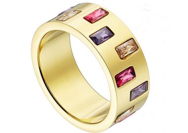 Δαχτυλίδι Από Ανοξείδωτο Ατσάλι Επιχρυσωμένο Με Swarovski AS37472 - AMOR AMOR - 