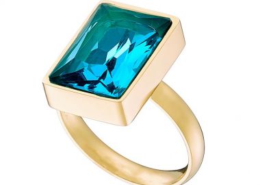 Δαχτυλίδι Από Ανοξείδωτο Ατσάλι Επιχρυσωμένο Με Swarovski AS38961 - AMOR AMOR - 