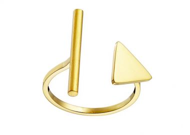 Δαχτυλίδι Από Ανοξείδωτο Ατσάλι Επιχρυσωμένο Με Τρίγωνο AS37476 - AMOR AMOR - 