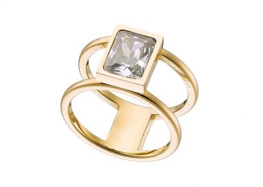 Δαχτυλίδι Από Ανοξείδωτο Ατσάλι Επιχρυσωμένο Mε Ζιργκόν AS34408 - AMOR AMOR - 