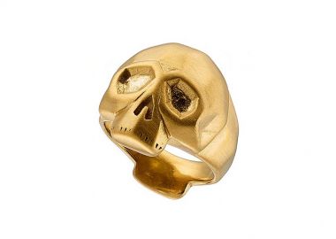 Δαχτυλίδι Από Ανοξείδωτο Ατσάλι Επιχρυσωμένο Νεκροκεφαλή AS38813 - AMOR AMOR - 