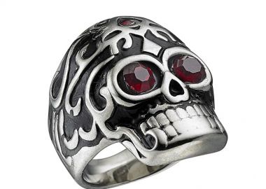 Δαχτυλίδι Από Ανοξείδωτο Ατσάλι Με Νεκροκεφαλή AS30756 - AMOR AMOR - 