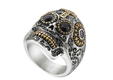 Δαχτυλίδι Από Ανοξείδωτο Ατσάλι Με ΝεκροκεφαλήAS34467 - AMOR AMOR - 