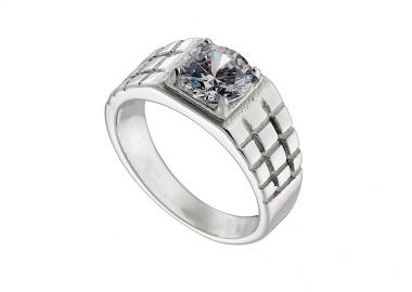 Δαχτυλίδι Από Ανοξείδωτο Ατσάλι Με Ζιργκόν AS34427 - AMOR AMOR - 