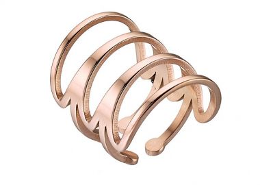 Δαχτυλίδι Από Ανοξείδωτο Ατσάλι Ροζ Επιχρυσωμένο AS30229 - AMOR AMOR - 