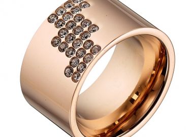 Δαχτυλίδι Από Ανοξείδωτο Ατσάλι Ροζ Επιχρυσωμένο AS30237 - AMOR AMOR - 