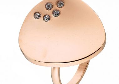 Δαχτυλίδι Από Ανοξείδωτο Ατσάλι Ροζ Επιχρυσωμένο AS30241 - AMOR AMOR - 