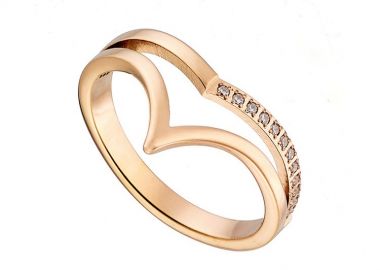 Δαχτυλίδι Από Ανοξείδωτο Ατσάλι Ροζ Επιχρυσωμένο AS37461 - AMOR AMOR - 