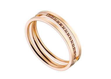 Δαχτυλίδι Από Ανοξείδωτο Ατσάλι Ροζ Επιχρυσωμένο AS38712 - AMOR AMOR - 