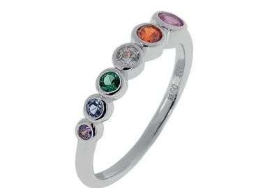 Δαχτυλίδι Από Ασήμι 925 Βέρα Με Ζιργκόν Πολύχρωμα PS30821 - AMOR AMOR - 