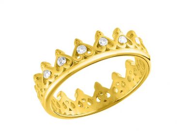 Δαχτυλίδι Από Ασήμι 925 Επιχρυσωμένο Κορώνα SS38909 - AMOR AMOR - 