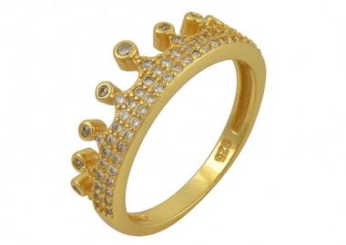 Δαχτυλίδι Από Ασήμι 925 Επιχρυσωμένο Κορώνα SS38951 - AMOR AMOR - 