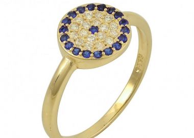 Δαχτυλίδι Από Ασήμι 925 Επιχρυσωμένο Ματάκι SS38955 - AMOR AMOR - 