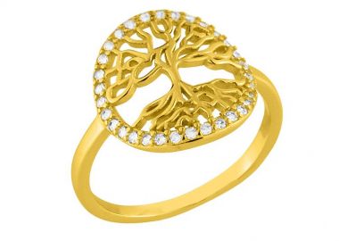 Δαχτυλίδι Από Ασήμι 925 Επιχρυσωμένο Με Δέντρο Της Ζωής SS38919 - AMOR AMOR - 