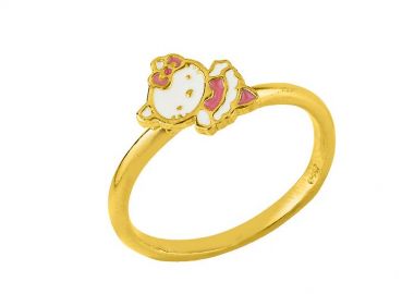 Δαχτυλίδι Από Ασήμι 925 Επιχρυσωμένο Με Hello Kitty KO38839 - AMOR AMOR - 