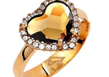 Δαχτυλίδι Από Ασήμι 925 Επιχρυσωμένο Με Καρδιά Swarovski EX39608 - AMOR AMOR - 