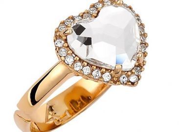 Δαχτυλίδι Από Ασήμι 925 Επιχρυσωμένο Με Καρδιά Swarovski EX39614 - AMOR AMOR - 