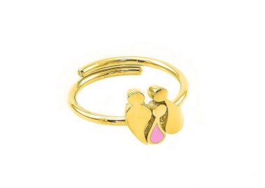 Δαχτυλίδι Από Ασήμι 925 Επιχρυσωμένο Με Οικογένεια, Μητέρα, Πατέρα Και Κόρη EX39274 - AMOR AMOR - 