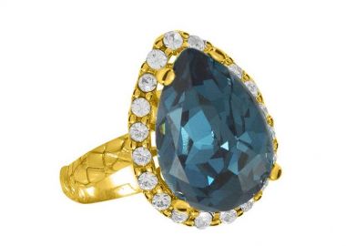 Δαχτυλίδι Από Ασήμι 925 Επιχρυσωμενο Με Swarovski EX39384 - AMOR AMOR - 