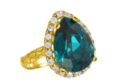 Δαχτυλίδι Από Ασήμι 925 Επιχρυσωμενο Με Swarovski EX39387 - AMOR AMOR - 