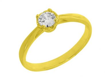 Δαχτυλίδι Από Ασήμι 925 Επιχρυσωμένο Μονόπετρο Με Ζιργκόν PS30802 - AMOR AMOR - 