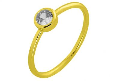 Δαχτυλίδι Από Ασήμι 925 Επιχρυσωμένο Μονόπετρο Με Ζιργκόν PS30820 - AMOR AMOR - 