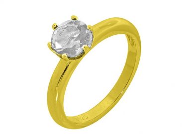 Δαχτυλίδι Από Ασήμι 925 Επιχρυσωμένο Μονόπετρο Με Ζιργκόν PS30834 - AMOR AMOR - 