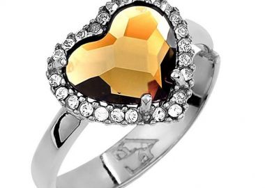 Δαχτυλίδι Από Ασήμι 925 Επιπλατινωμένο Με Καρδιά Swarovski EX39607 - AMOR AMOR - 