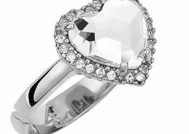 Δαχτυλίδι Από Ασήμι 925 Επιπλατινωμένο Με Καρδιά Swarovski EX39613 - AMOR AMOR - 