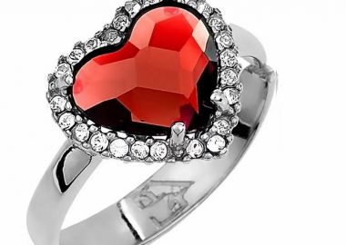 Δαχτυλίδι Από Ασήμι 925 Επιπλατινωμένο Με Καρδιά Swarovski EX39616 - AMOR AMOR - 