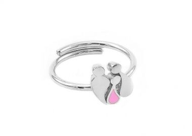 Δαχτυλίδι Από Ασήμι 925 Επιπλατινωμένο Με Οικογένεια, Μητέρα, Πατέρα Και Κόρη EX39273 - AMOR AMOR - 