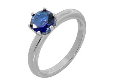 Δαχτυλίδι Από Ασήμι 925 Μονόπετρο Με Ζιργκόν Μπλε PS30835 - AMOR AMOR - 